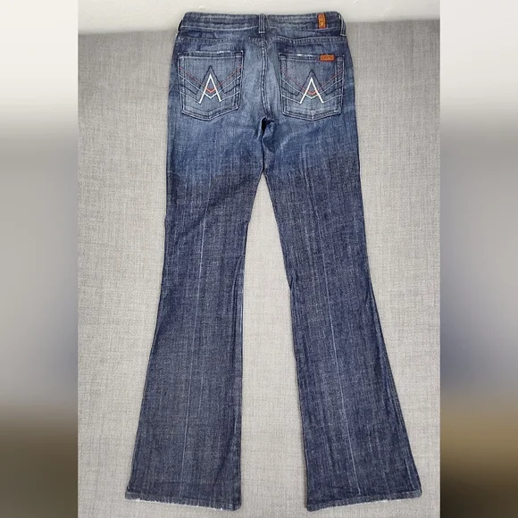 7 For All Mankind A Pocket Low Rise Boot Cut Denim Jeans 27 Long. - Picture 6 of 13
